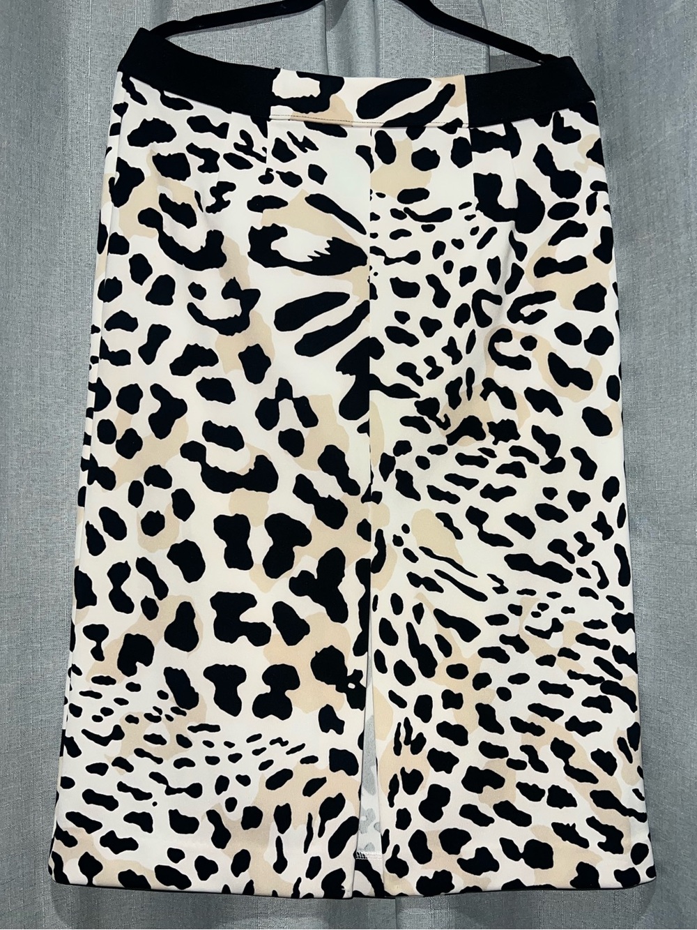 Worthington Size 14 Leopard Animal Print Pencil Skirt Black Beige